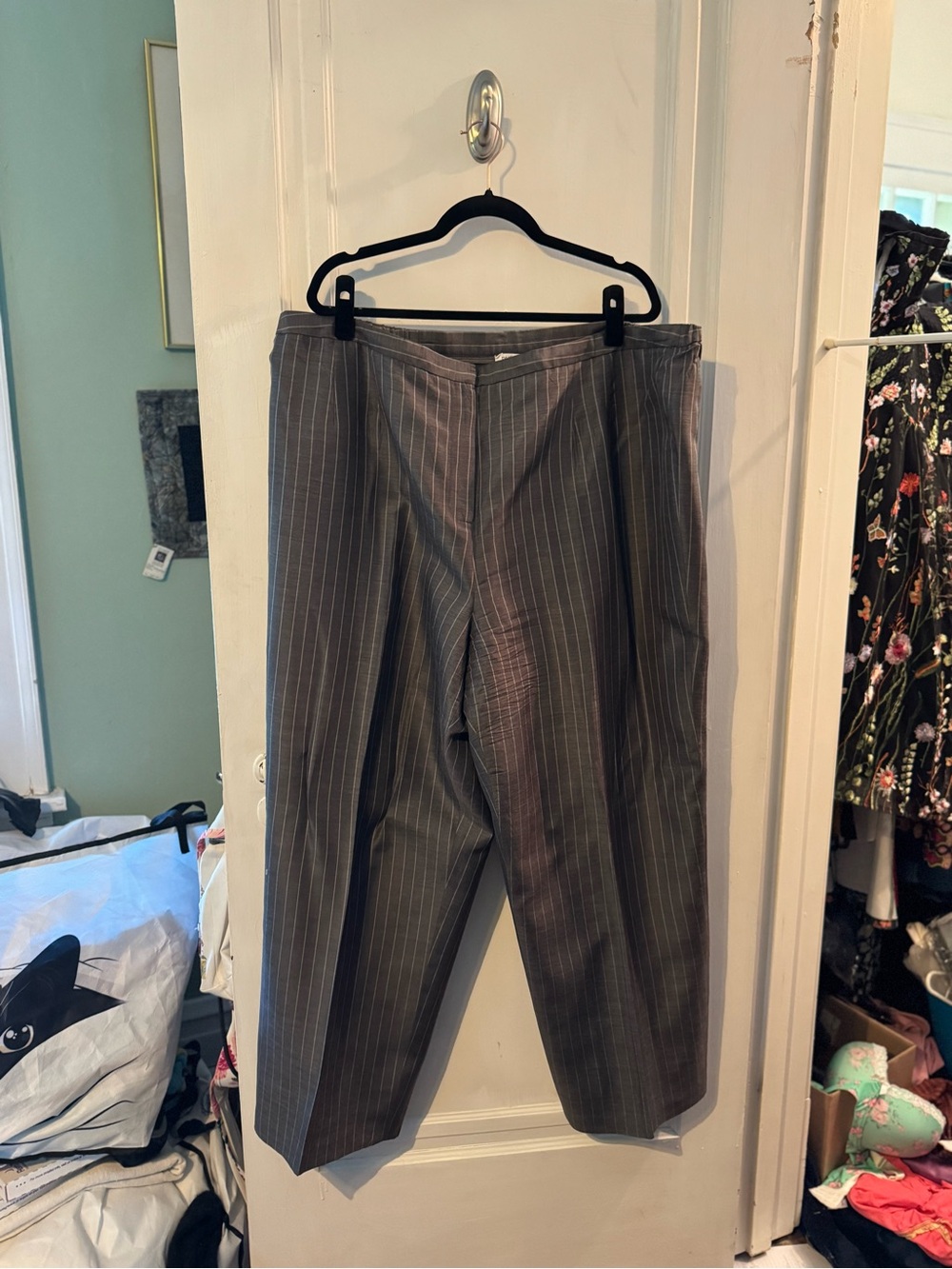 Women's Pinstripe Dress Trousers - Gray